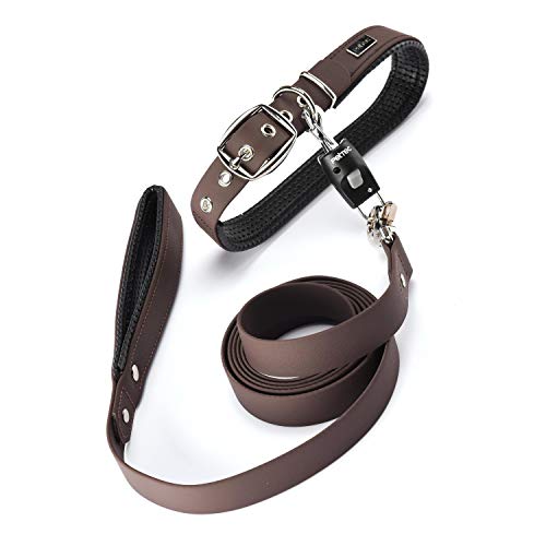 PetTec Hundehalsband aus Trioflex™ mit Polsterung, Wetterfest, Wasserabweisend, Robust (Rot, Braun, Schwarz, Orange) Cover