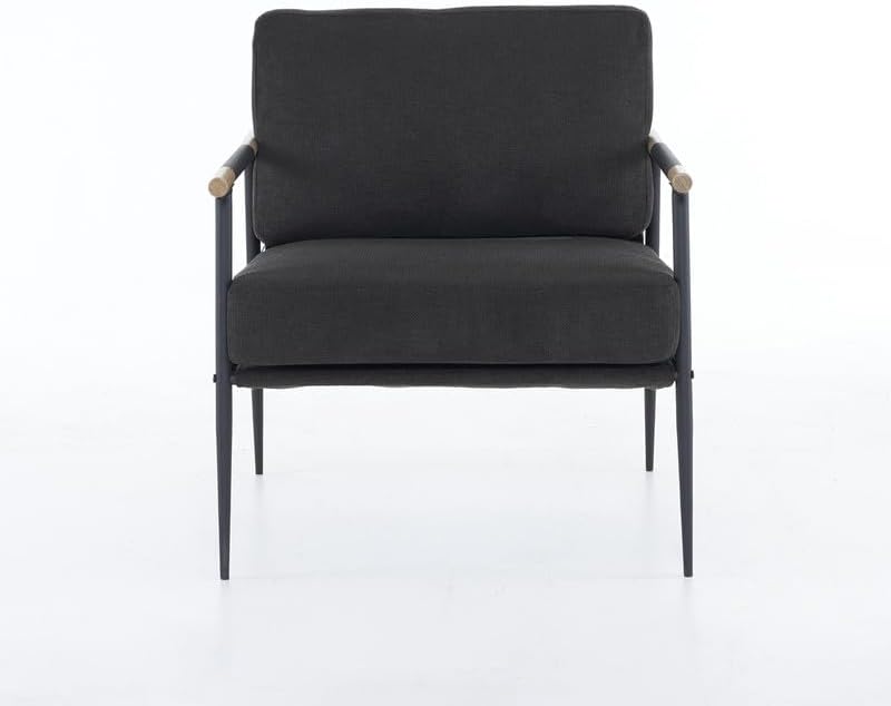 Miniatura 5 de Mid-Century - Silla decorativa moderna, cómoda silla tapizada de felpilla para sala de estar, dormitorio, oficina, sillón con respaldo medio con