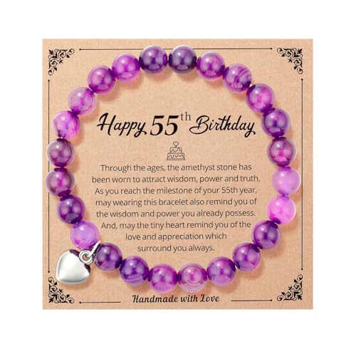 Ralukiia 30th/40th/50th/55th/60th/65th/70th/75th/80th/90th Birthday Gifts for Her, Bead Bracelet for Women with Meaningful Message Card & Gift Box