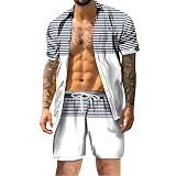 Men's Flower Shirt Hawaiian Sets Casual Button Down Short Sleeve Shirt and Shorts Suits 2 Piece Trop