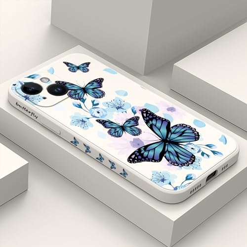 Coque iPhone 15 Papillon aurore blanc finition premium douce 6,1"
