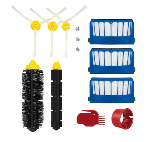 Recamania Kit Recambios compatibles con iRobot Roomba Series 600 - Kit de 13 piezas (cepillos centrales, filtros, escobillas laterales, herramientas de limpieza y tornillos) para robot aspirador.