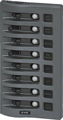 Blue Sea Systems 4378; Panel Wd 12Vdc Clb 8Pos Gray Made by Blue Sea Systems