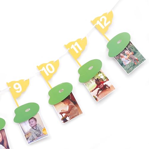 Image of Golf 12 Monthly Photo Banner - Hole In One Milestone Banner, Newborn to 12 Months, Yellow