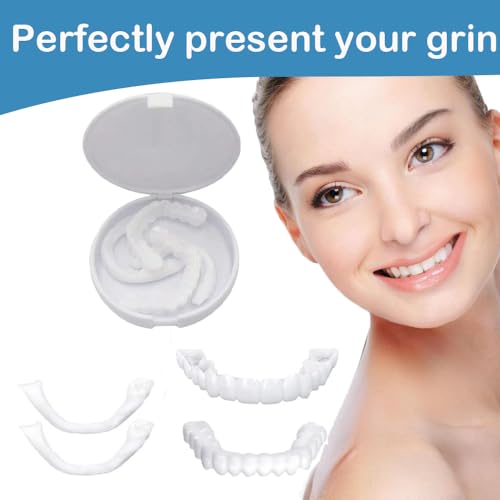 Denture Teeth Temporary Fake Teeth Snap On Top and Bottom for Men and Women, Fix Confident Smile