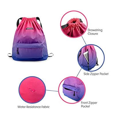 Gym Drawstring Backpack Water Resistant String Bag Nylon Cinch Sport Bag Sackpack