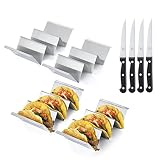 Taco Holder, COKUMA 8PCS Taco Holders (4PCS Taco Stand and 4PCS Steak Knives), Stainless Steel Taco