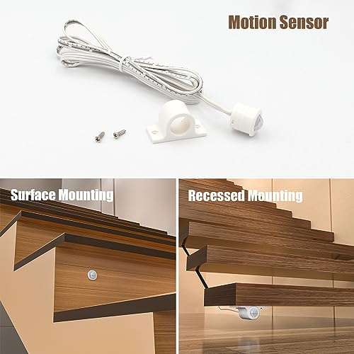 Image of Motion-Activated LED Stair Lighting Kit with Daylight Sensor SSL-5616, Supports up to 16 Steps x 40 inch Cuttable 3000K COB Strip Lights for Indoor LED Stair Lights