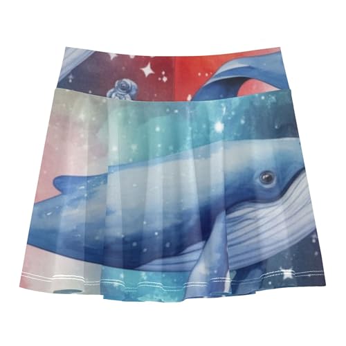Athletic Shorts for Girls Skorts Tennis Skirts Toddler Dance Golf School Skirt Galaxy Whales Rainbow 3t2
