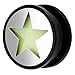 Produktbild Piersando Ohr Plug Piercing Kunststoff Motiv Comic Picture Flesh Tunnel Ohrplug Schwarz mit Stern Glow in The Dark 12mm