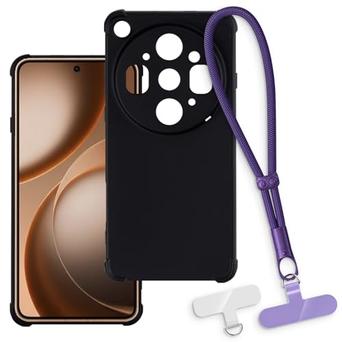 OAGELIM 2-in-1�ی�P�[�X�ƃ��X�g�X�g���b�v OPPO Find X9 Ultra 5G �Ƃ̌݊������� ���O���\�ȃ��j���[�h�t���d�b�J�o�[�A����~�ߕ����h�~�O���b�v�n���h�� (�u���b�N + �p�[�v��)