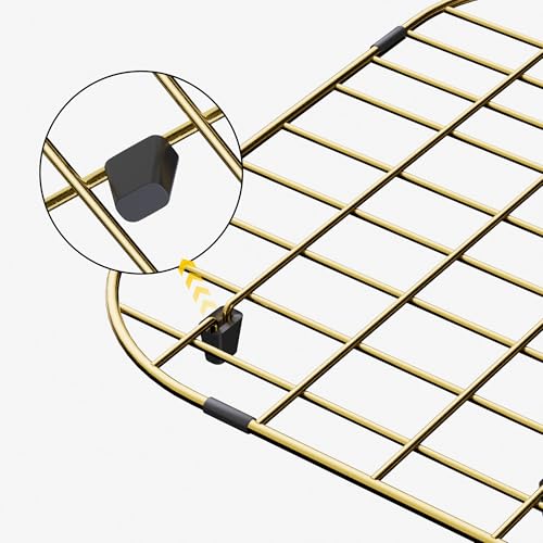 Gold Sink Protector for Kitchen Sink,Large 26" X 14" Sink Rack with Rear Drain,Stainless Steel Kitchen Sink Grate with Corner Radius R:3-1/2",Sink Bottom Grid for Kitchen Single Sink Bowl by WEJIPP - Image 6