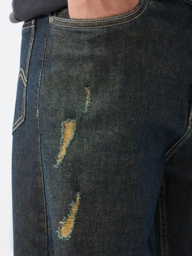 Image of The Souled Store Baggy-Fit Denim: Men and Boys Zip Fly Washed Cotton Spandex Lightweight Durable Everyday Streetwear Baggy Fit Jeans