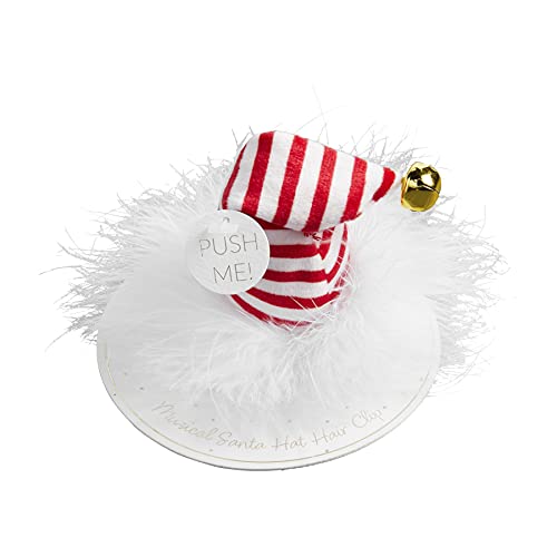 Mud Pie Baby Girls' Christma Stripe Santa Hat Musical Clip, One Size