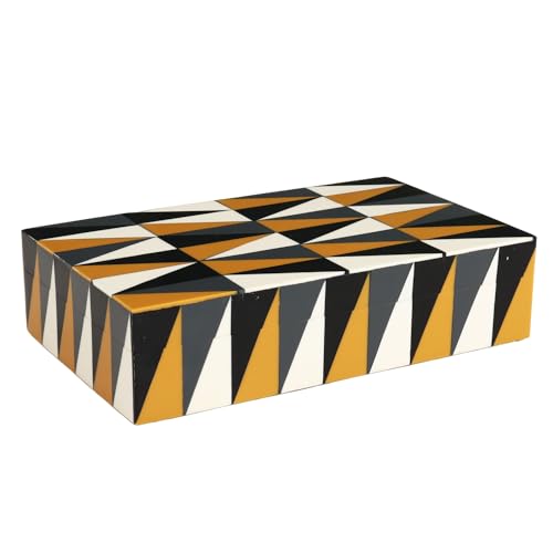 Handicrafts Home Large Decorative Storage Box with Lid, Coffee Table Storage Box, Decorative Remote Control Holder, Keepsake Storage Box for Living Room & Shelf Decor, Puzzle Guild 12 x 6 x 2
