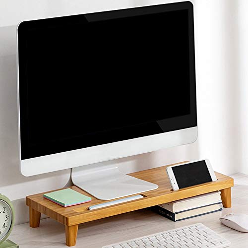 Ruiqas Suporte de mesa de bambu para computador e laptop, para mesa e escritório em casa, acessórios