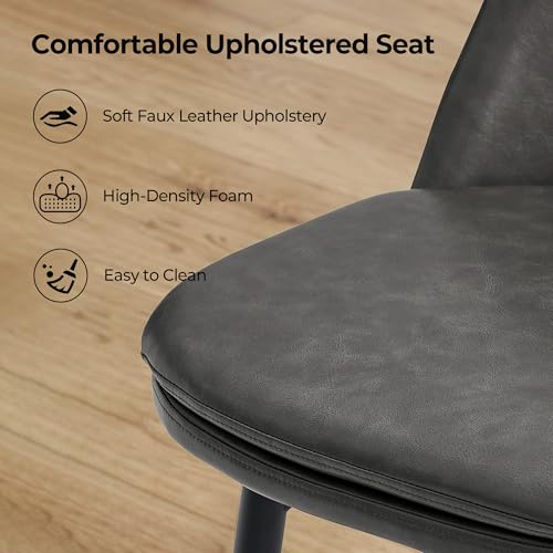 Image of CHITA Swivel Bar Stools, 27.2 inch Counter Height Bar Stools Set of 4, FSC Certified Upholstered Modern Counter Stools, Metal Legs, Faux Leather, Grey