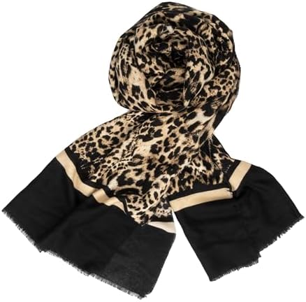 Womens Leopard-Print-Winter-Scarf Warm Winter Scarves Shawl Wraps Blanket with Tassels
