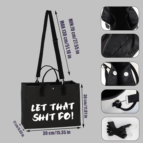 Bolsa de mano Let That Shit Go con frase motivacional de interior 4