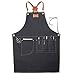 Produktbild Starter Leder Sweat Schürze - Heat & Flame-Resistant Heavy Duty Arbeitsschürze Mit 6 Pockets, Large & Cross Zurück Extra Langen Riemen, Verstellbare Schürzen Für Männer Und Frauen
