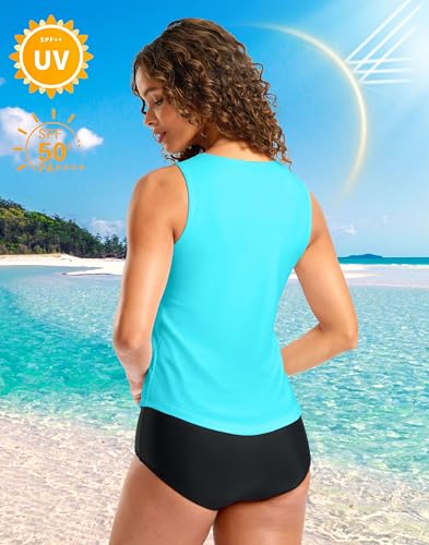 Image of G Gradual Tankini Tops for Women High Neck Swimsuits Swim Top Modest Bathing Suit Swimwear Tank Top only No Bottom