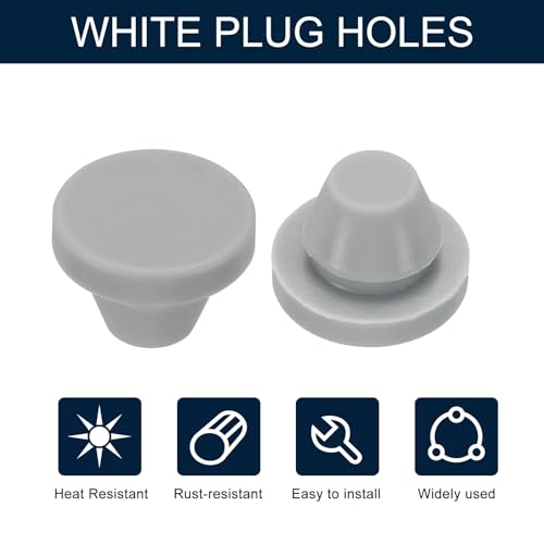 Image of uxcell 10pcs Hole Plug 3 /8 Inch (9.2mm) Button Plugs Fit for 8-8.5mm Hole, Snap in Locking Hole Tube Plug Gel Tube Waterproof Plug Tube Plug, Grey