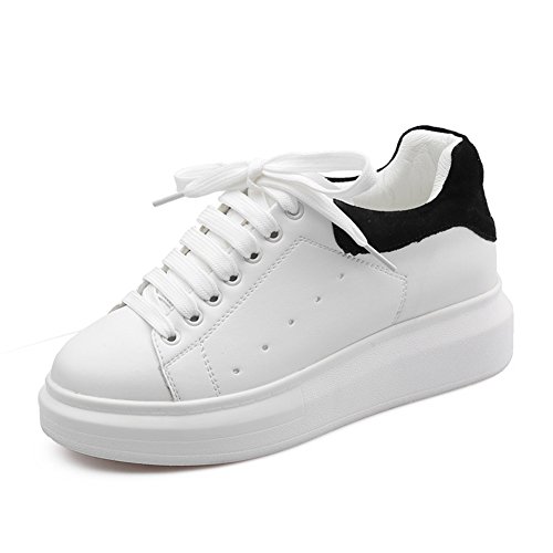 Chaussures de Sport à Croûte Épaisse Baskets Lacées Cuir Blanc 22.8CM
