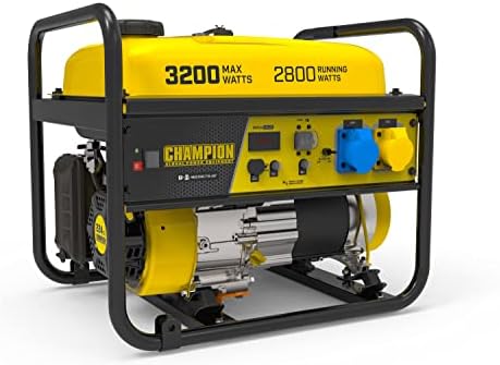 Champion Power Equipment 500560 3200 Watt Portable Frame Petrol Generator  224cc Engine, 12 hour run time, digital display intelliguage for easy maintenance, AVR Technology for power surge protection