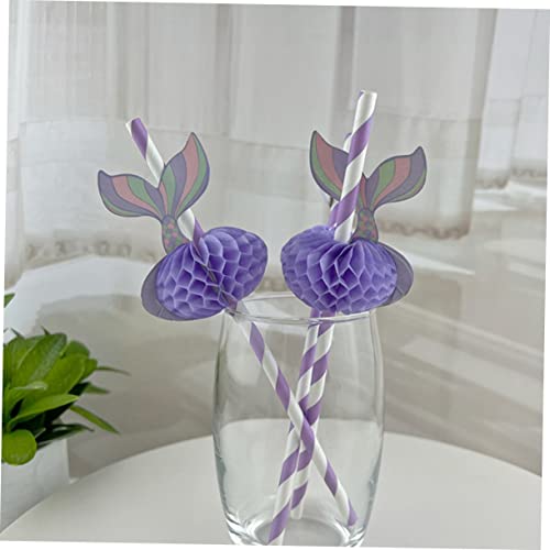 50 pitillos desechables de papel diseño sirena violeta miniatura 2