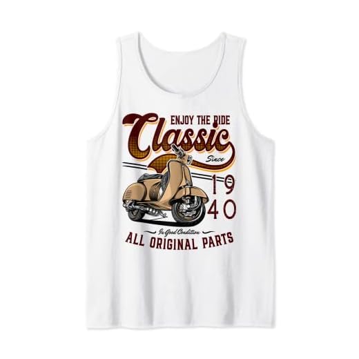 Motor Scooter Classic Moped Rider Cumpleaños 1940 Camiseta sin Mangas