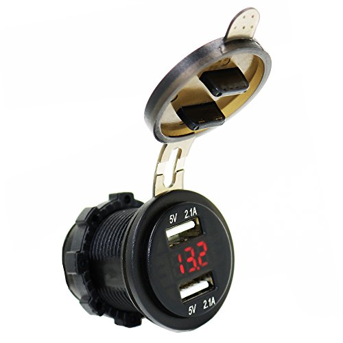 MOTOPOWER MP0611A 4.2Amp Dual USB Charger Voltmeter LED Digital Display Universal Car Boat