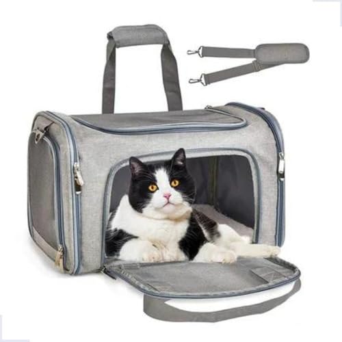 Bolsa De Transporte Pet 44x32x30cm Cinza para Viagens de Avião Cabine Carro Para Cães E Gatos
