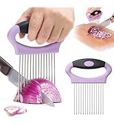 Large Onion Holder for Slicing, Stainless Steel Onion Slicer Holder with Protect Cover, Onion Cut...