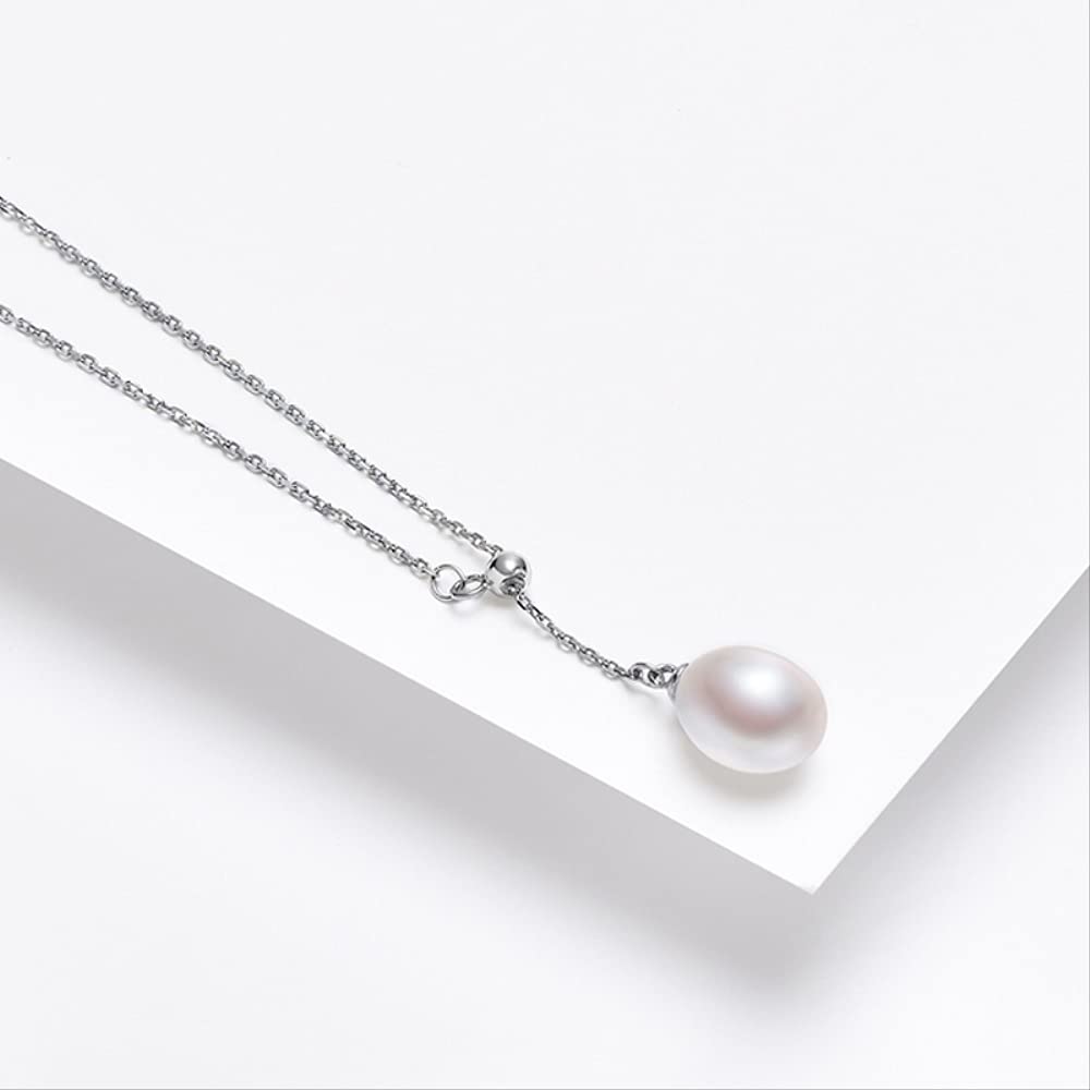Collana con Pendenti di Perle d'Acqua Dolce Naturali a Goccia di Perle, Collana Girocollo, Catena Regolabile, 8-9 mm, Made in China