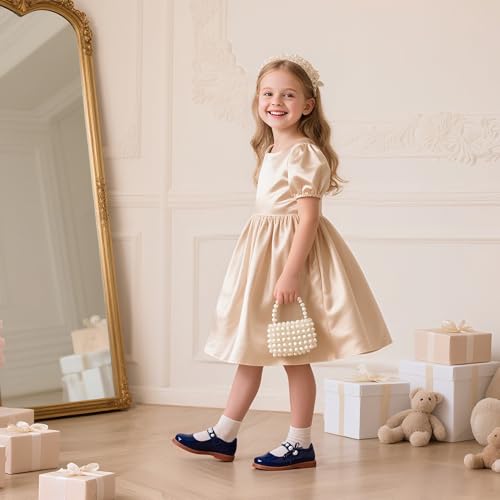 Image of GINFIVE Toddler Girls Dress Shoes Little Kids Flats School Mary Janes Shoes