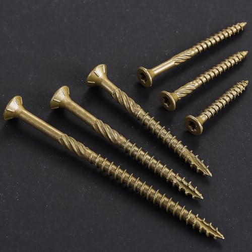 Image of Wensilon #14 * 10 inch Extended Deck Screws, (32 pcs) 2 lbs.Lengthen Exterior Wood Screws, Rust Resistant epoxy Coated, Bronze, T30 Star Bit