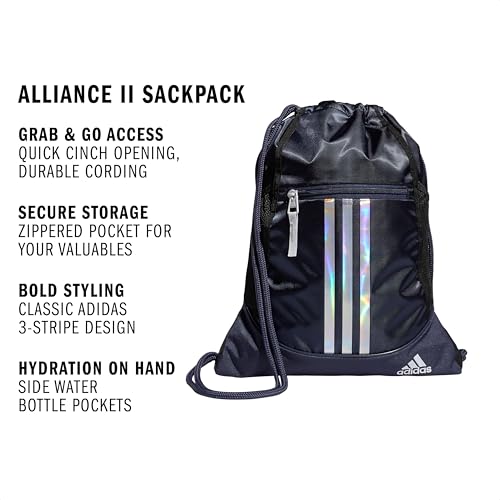 Image of adidas Alliance 2 Sackpack, Shadow Navy /Snowglobe /Dash Grey, One Size