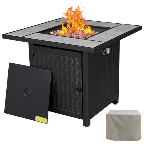 SUNLEI 30 Inch Gas Fire Pit Table, Patio Outdoor Propane Fire Pits with