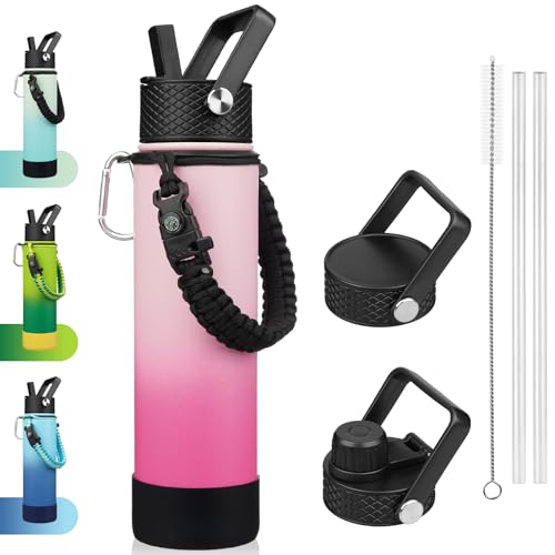 Image of BJPKPK 27oz Insulated Water Bottle with 3 Lids, Straw Lid & Handle