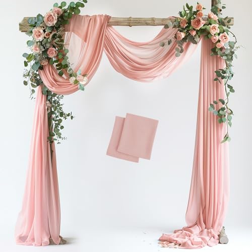 Xiomot Wedding Arch Draping Fabric 2 Panels Blush Sheer Backdrop Drapes