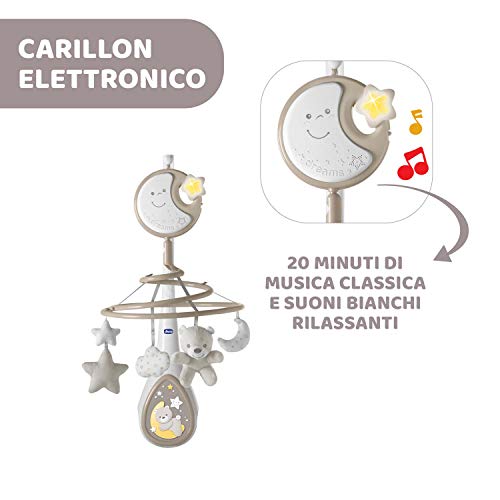 Quinta immagine Chicco Next2Dreams Giostrina Neonato 3in1 con Carillon Elettronico per Culla e Lettino, Compatibile con Culla Chicco Next2Me, con Effetti Sonori, Proiettore di Luce Soffusa, Musica - 0+ Mesi, Neutro