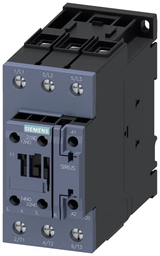 Siemens 3RT2 Schütz 24V ac/dc-Spule, 3-polig, 400V ac / 65 A 24V ac/dc 30 kW 3 Schließer Motorsteuerung 2-Hilfskontakte