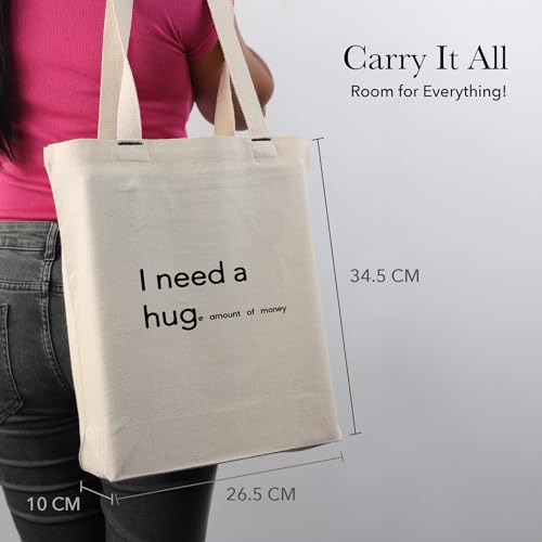 Image of Amazon Brand- Eono, 100% Cotton Cloth Bag,Reusable Tote Bags,Shopping Bag For Grocery, Vegetable Bag For Shopping, Aesthetic Carry Bag, Aesthetic Bags For College, Folding Bag - Style2