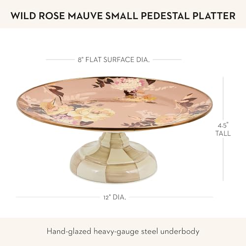 Image of MACKENZIE-CHILDS Pedestal Platter, Small, Wild Rose Mauve