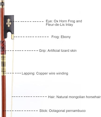 Ecotown Advanced 4/4 Pernambuco Violin Bow – Handmade, Lightweight & Balanced, Real Horsehair for Deep, Powerful Tone – for Advanced Violinists