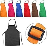 YUYIKES 7 Pcs Adjustable Children Chef Apron Set for Cooking Baking Painting Art Kids Chef Aprons with 2 Pocket