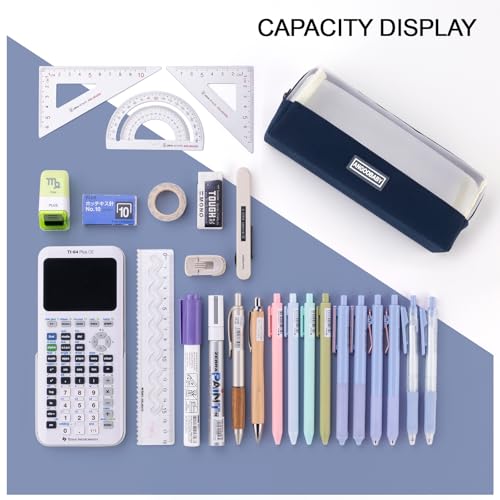 Image of ANGOOBABY Mesh Pencil Bag Clear pencil case Zipper Pouch Bags Multifunctional Pencil Holder for Students, Small Makeup Bag Suitable for Teen Girls & Boys (Navy)