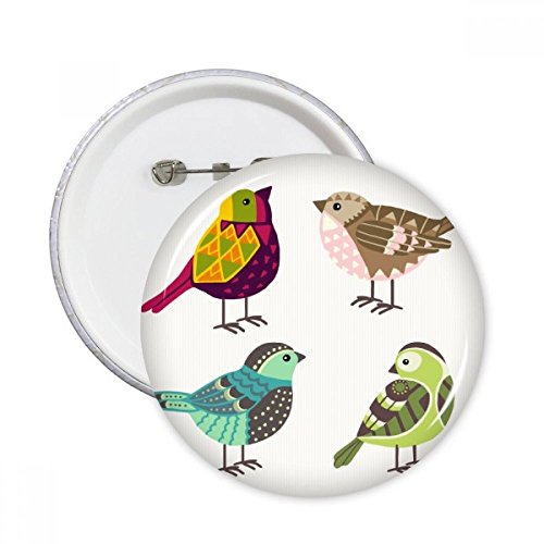 Pins oiseaux motif couleur lot de 5 badges grand format XL fixation solide pour veste