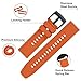 BISONSTRAP 24mm Silicone Watch Bands, Flexible Rubber Watch Straps for Men and Women, Orange with Black Buckle