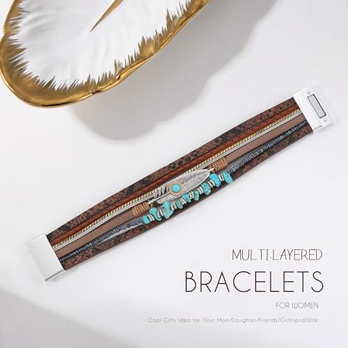 Image of Bracelets for Women, Gifts for Mom Her Christmas Gift 2026 Leather Bracelets for Women Birthday Gift for Daughter Inspirational Wrap Bracelet Sister Friend Teen Girl Gift Layered Stocking Stuffers Jewelry